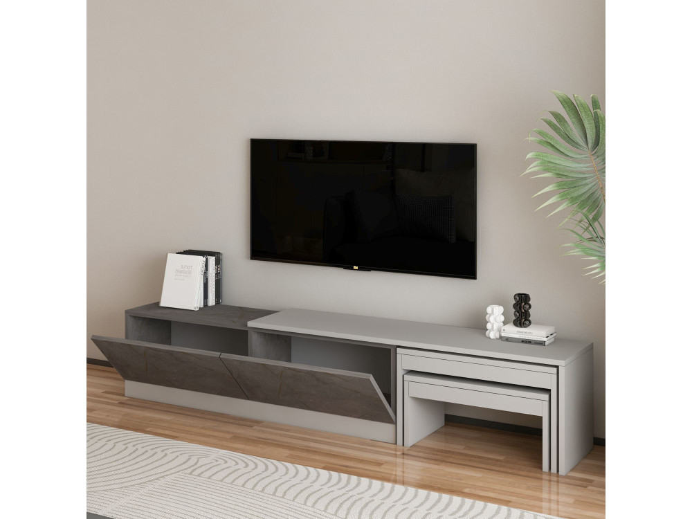 Drewniana podstawa pod telewizor "Nest" - 180 x 30 x 36 cm - Szary