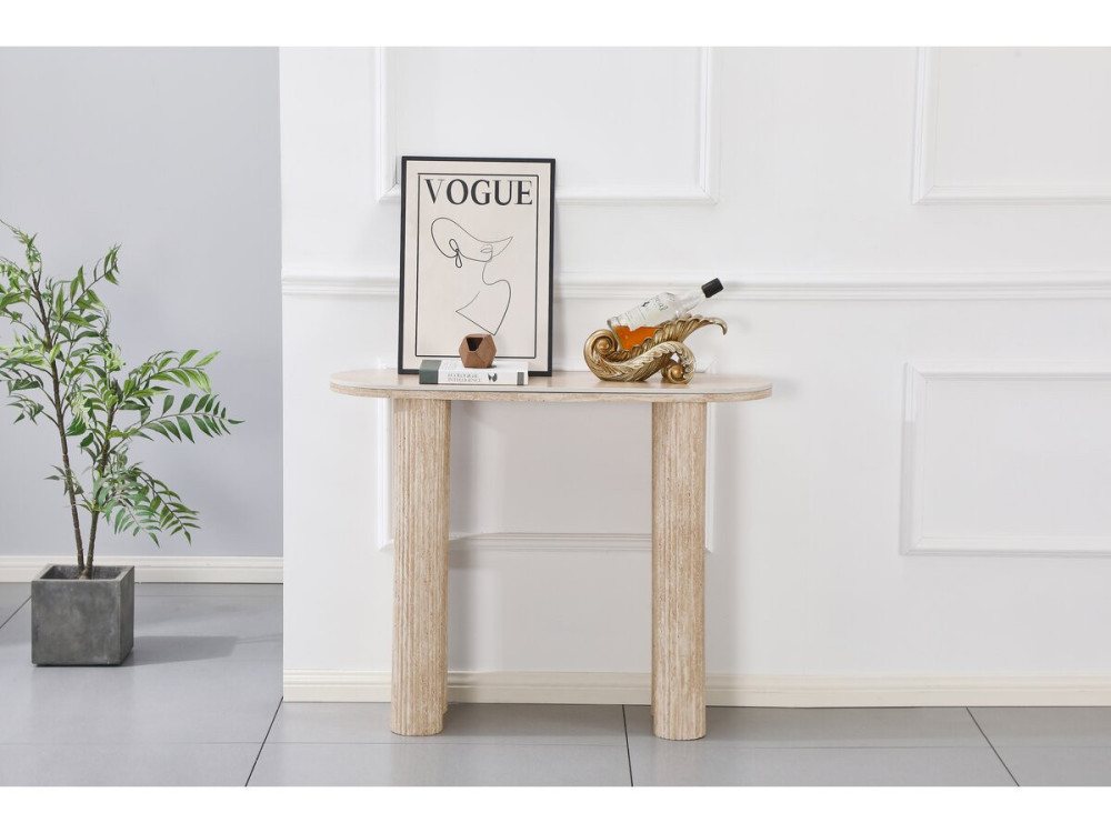 Konsola ceramiczna z trawertynu "Alba" - 100 x 30 x 80 cm - Brązowa