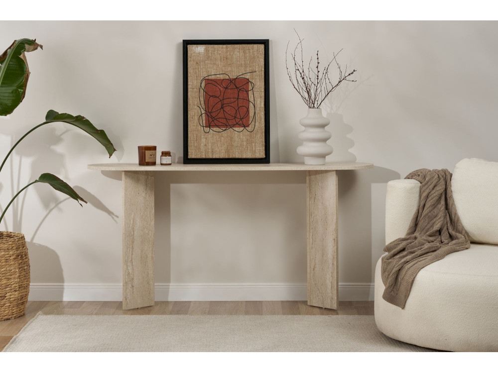 Kredens drewniany "Sira" - 150 x 35 x 75 cm - Trawertyn