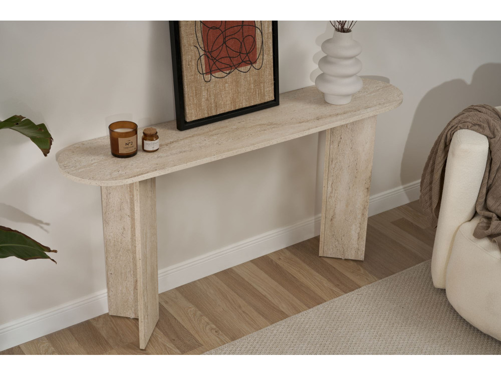 Kredens drewniany "Sira" - 150 x 35 x 75 cm - Trawertyn