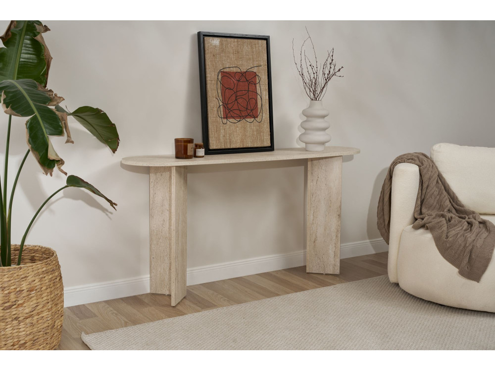 Kredens drewniany "Sira" - 150 x 35 x 75 cm - Trawertyn