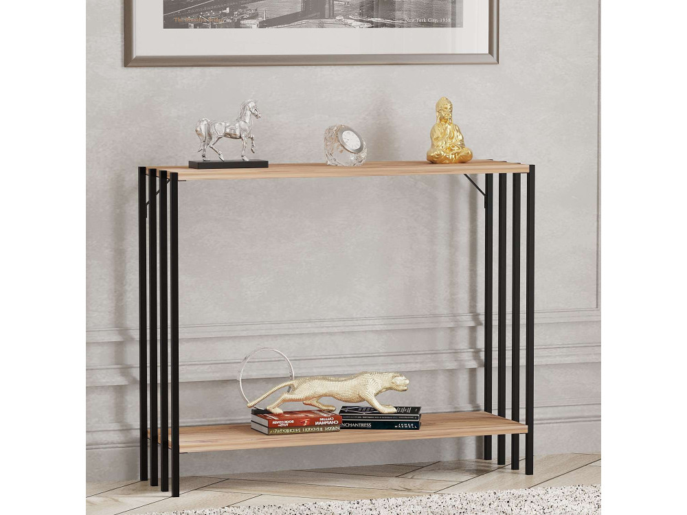 Drewniana konsola "Verona" - 90 x 26 x 74 cm - czarna sosna atlantycka