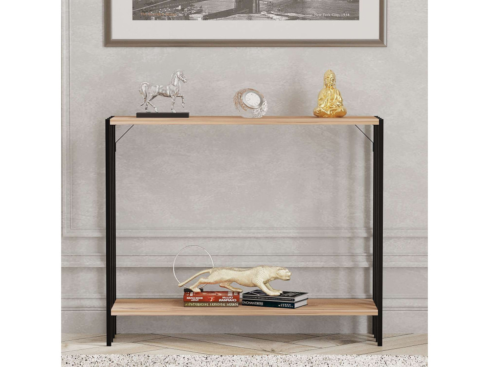 Drewniana konsola "Verona" - 90 x 26 x 74 cm - czarna sosna atlantycka