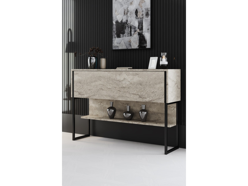 Drewniana konsola "Luxe" - 120 x 30 x 80 cm - Czarny trawertyn