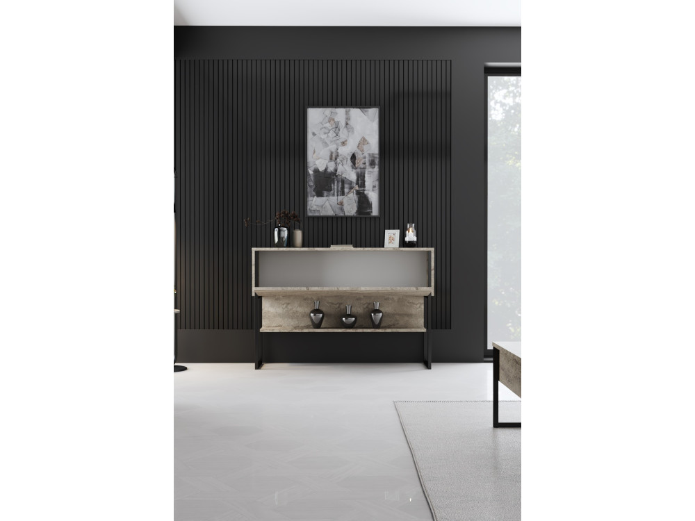 Drewniana konsola "Luxe" - 120 x 30 x 80 cm - Czarny trawertyn