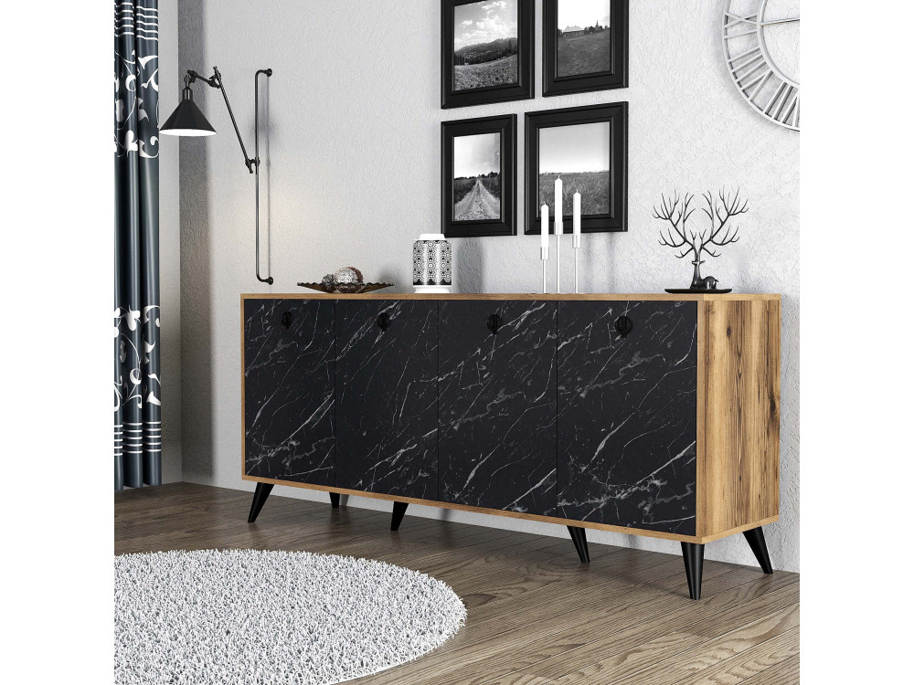 Drewniany kredens "Elite" - 180 x 45 x 80 cm - Czarny