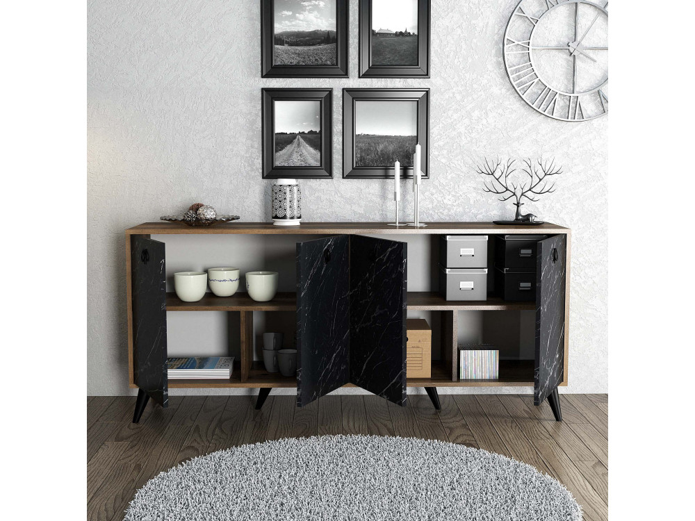 Drewniany kredens "Elite" - 180 x 45 x 80 cm - Czarny