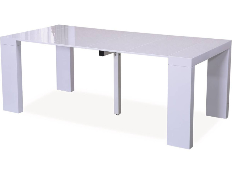 Stół do jadalni "Dina" - Rozkładany - 200/40 x 94 x 75 cm - Biały lakierowany