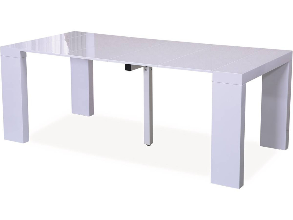 Stół do jadalni "Dina" - Rozkładany - 200/40 x 94 x 75 cm - Biały lakierowany
