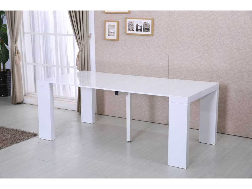 Stół do jadalni "Dina" - Rozkładany - 200/40 x 94 x 75 cm - Biały lakierowany