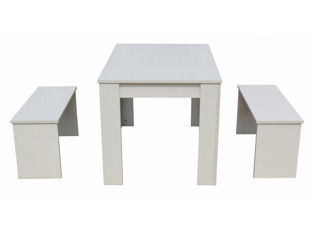 Stolik „Tino” z 2 ławkami - 110 x 74 x 70 cm - Biały