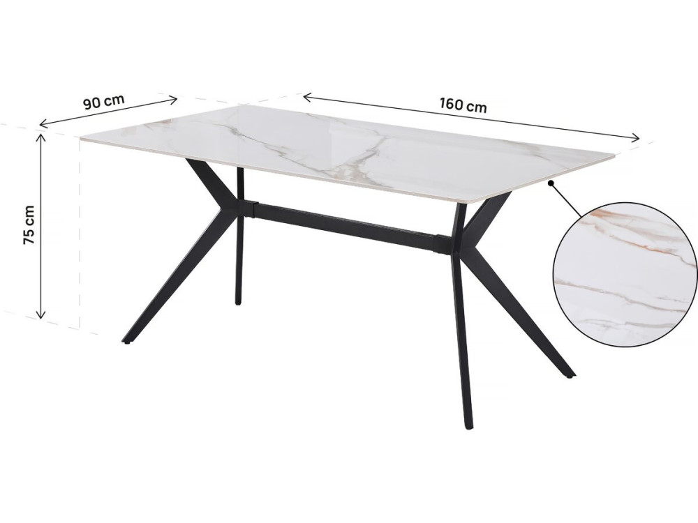 Stół jadalny ceramiczny "Boreal" - 4-6 osób - 160 cm - biały