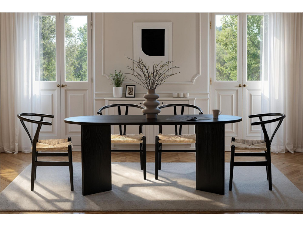 Drewniany stół do jadalni "Sablin" - 180 x 89 x 75 cm - Czarne drewno