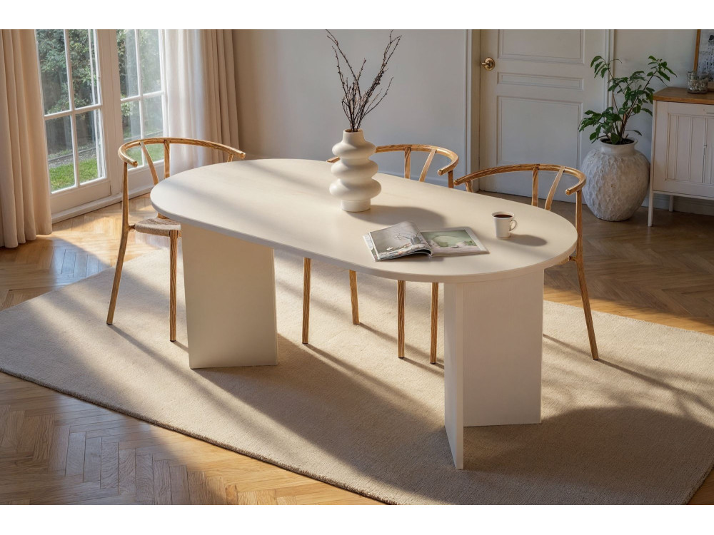 Drewniany stół do jadalni "Sablin" - 180 x 89 x 75 cm - Białe drewno