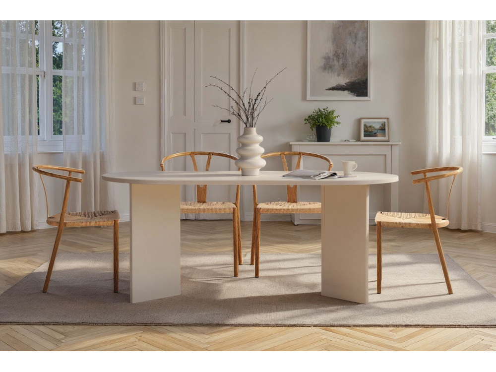 Drewniany stół do jadalni "Sablin" - 180 x 89 x 75 cm - Białe drewno