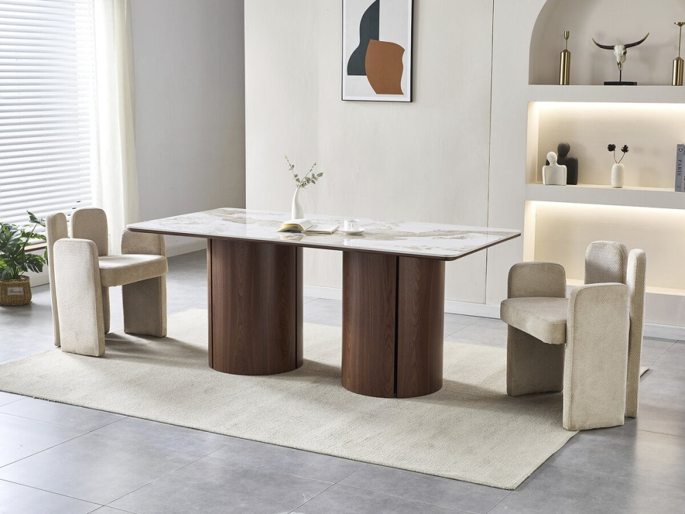 Prostokątny ceramiczny stół do jadalni Pendora "Milano" - 6 miejsc - Brązowy