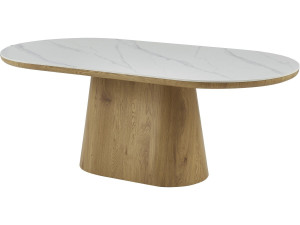 Owalny drewniany stół ceramiczny "Bellagio" - 8 miejsc - Biały i brązowy