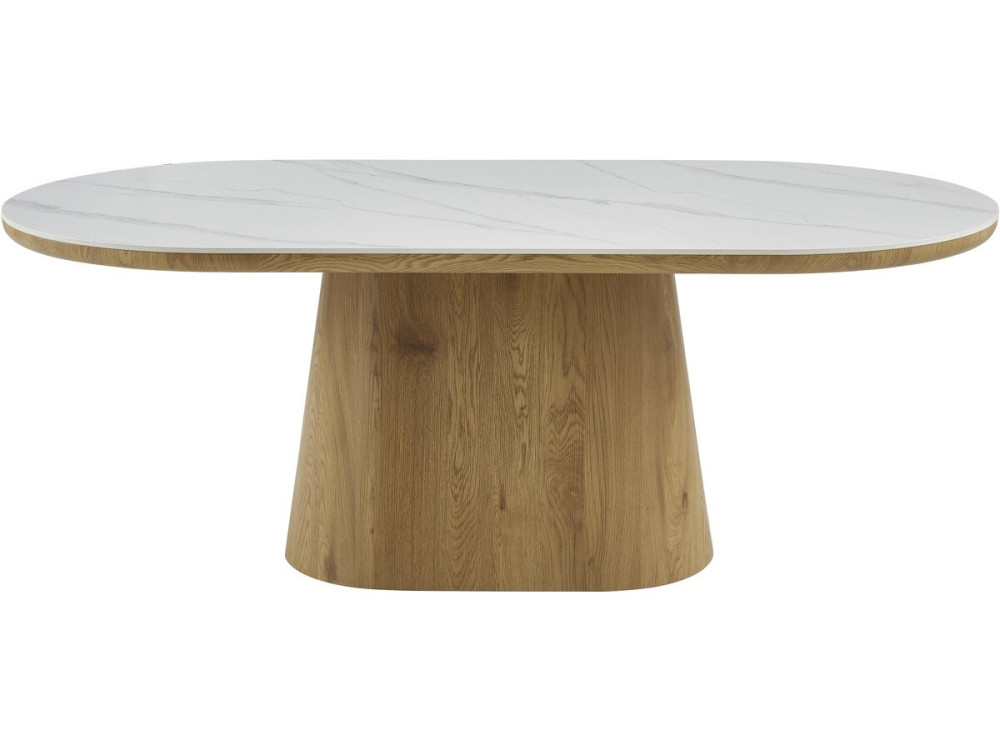 Owalny drewniany stół ceramiczny "Bellagio" - 8 miejsc - Biały i brązowy