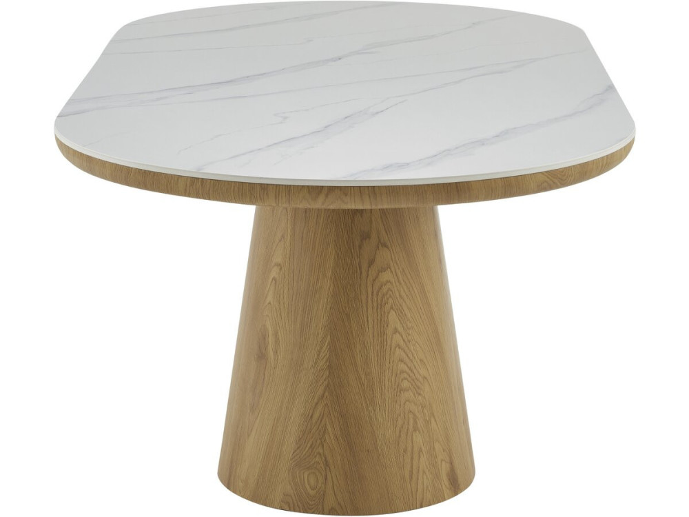 Owalny drewniany stół ceramiczny "Bellagio" - 8 miejsc - Biały i brązowy