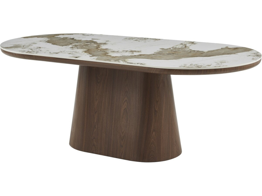 Owalny stół ceramiczny Pandora "Bellagio" - 8 miejsc - Beżowy