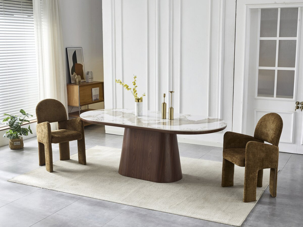 Owalny stół ceramiczny Pandora "Bellagio" - 8 miejsc - Beżowy