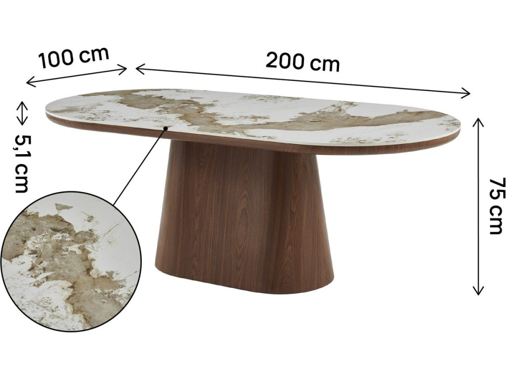 Owalny stół ceramiczny Pandora "Bellagio" - 8 miejsc - Beżowy