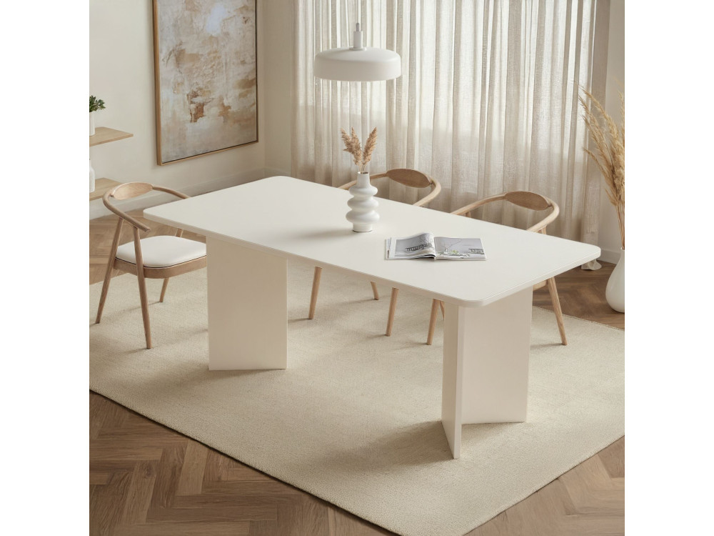Drewniany stół do jadalni "Linza" 180 x 90 x 75 cm - Drewno biały
