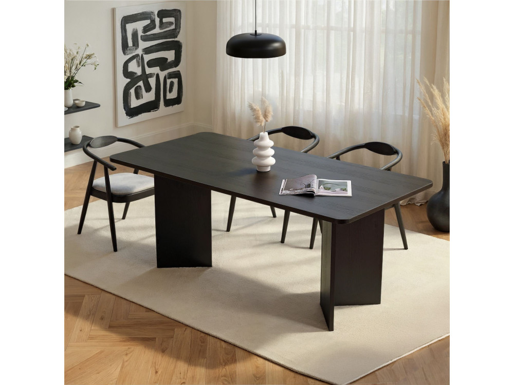 Drewniany stół do jadalni "Linza" 180 x 90 x 75 cm - Czarne drewno