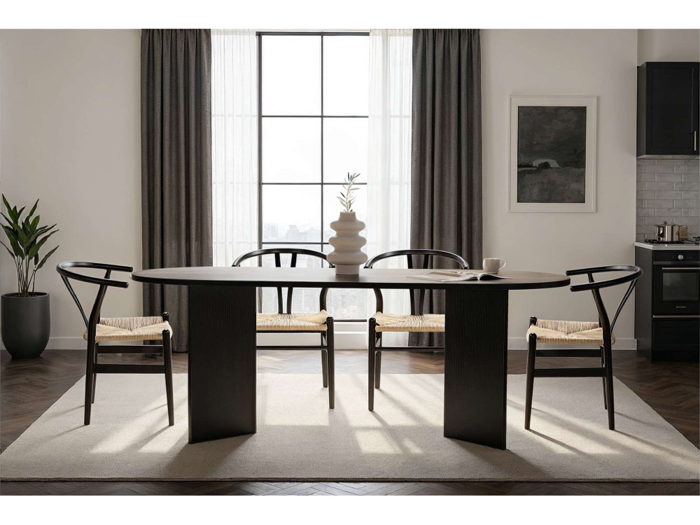 Drewniany stół do jadalni "Sabella" 200 x 90 x 75 cm - Czarne drewno
