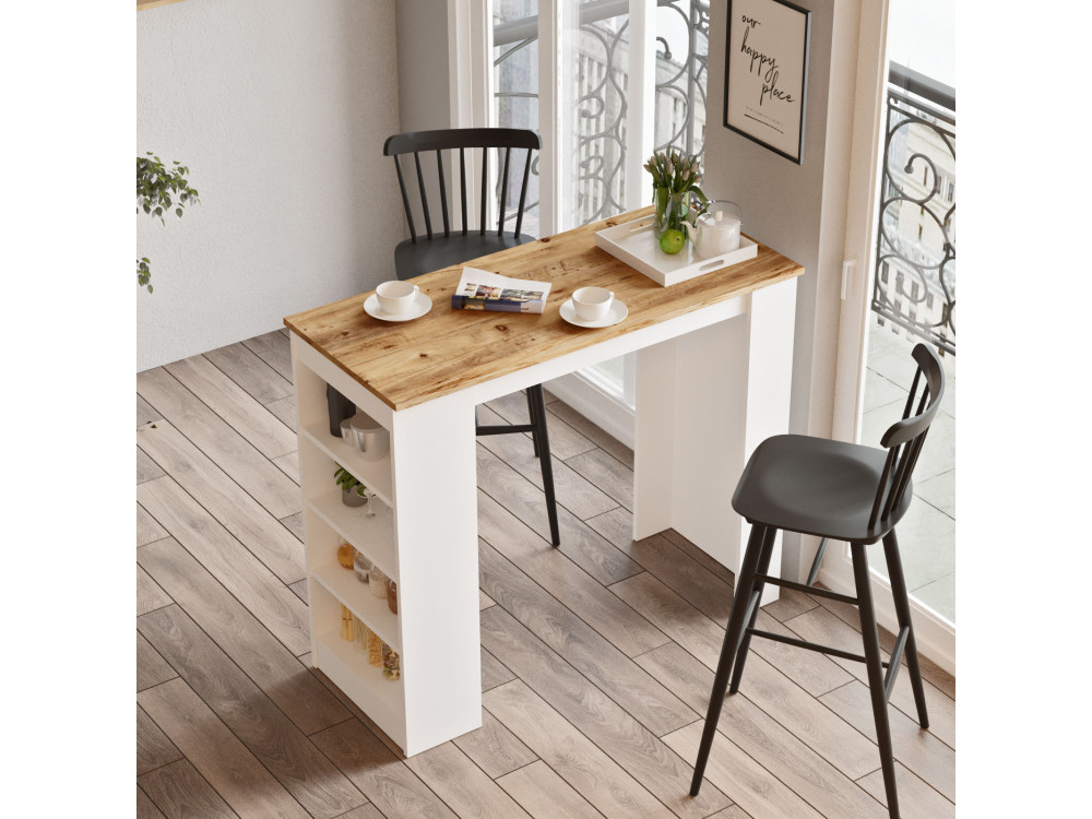 Drewniany stół do jadalni "Setup" - 120 x 52 x 102 cm - Brązowy