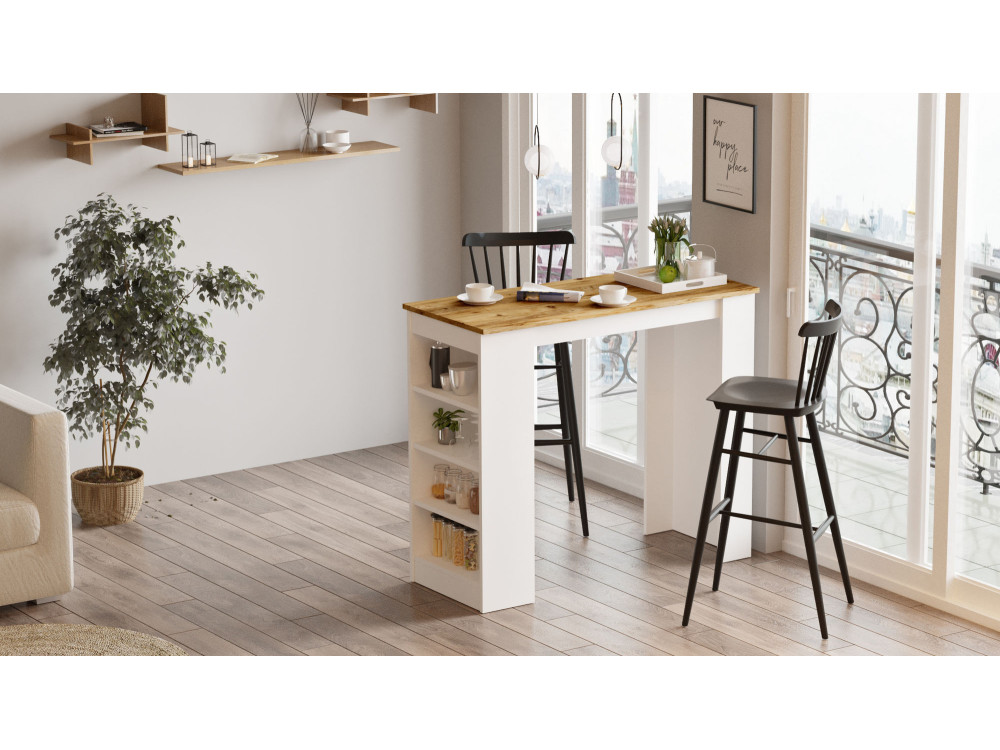 Drewniany stół do jadalni "Setup" - 120 x 52 x 102 cm - Brązowy