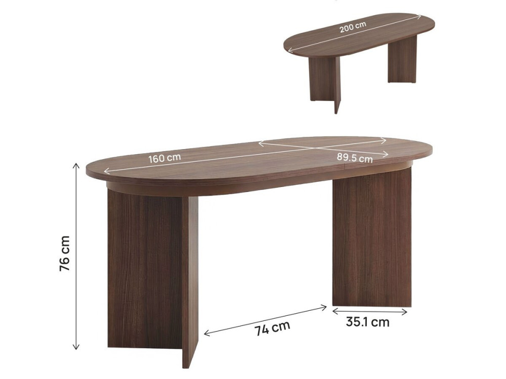 Drewniany rozkładany stół 160/200 cm "Sorell" - 8 miejsc - Brązowy
