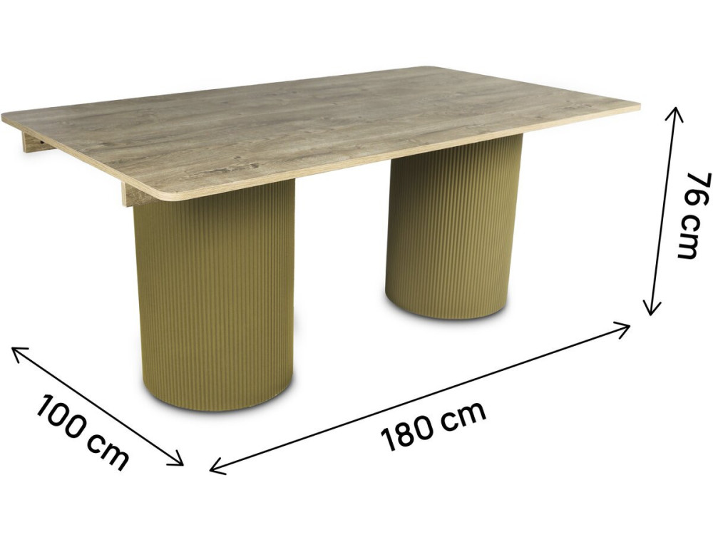 Owalny drewniany stół do jadalni "Zénith" - 180 cm - 8 miejsc - beżowy