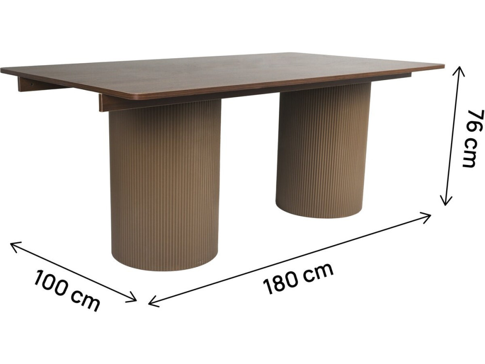 Owalny drewniany stół do jadalni "Zénith" - 180 cm - 8 miejsc - brązowy