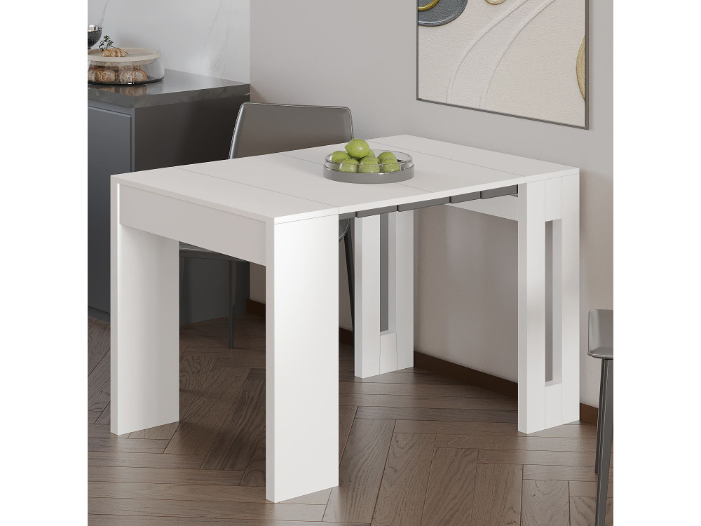 Rozkładany drewniany stół do jadalni "Nivo" - 80 x 44 x 76 cm - Biały