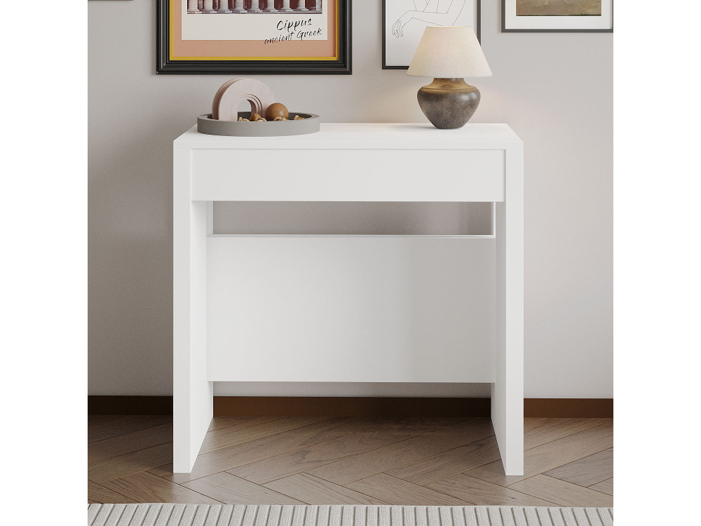 Rozkładany drewniany stół do jadalni "Nivo" - 80 x 44 x 76 cm - Biały