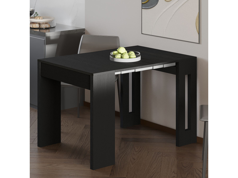 Rozkładany drewniany stół do jadalni "Nivo" - 80 x 44 x 76 cm - Czarny