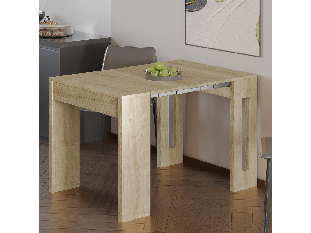 Rozkładany drewniany stół do jadalni "Nivo" - 80 x 44 x 76 cm - Beżowy