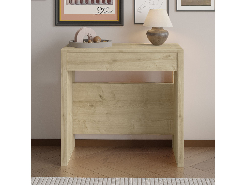 Rozkładany drewniany stół do jadalni "Nivo" - 80 x 44 x 76 cm - Beżowy