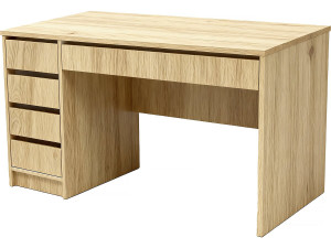 Drewniane biurko "Malika" z 5 szufladami - 120 x 75 x 55 cm - Brązowy