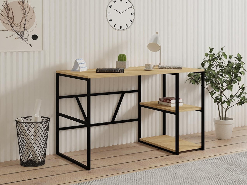 Drewniane biurko "Caste" - 120 x 60 x 74 cm - Beżowy