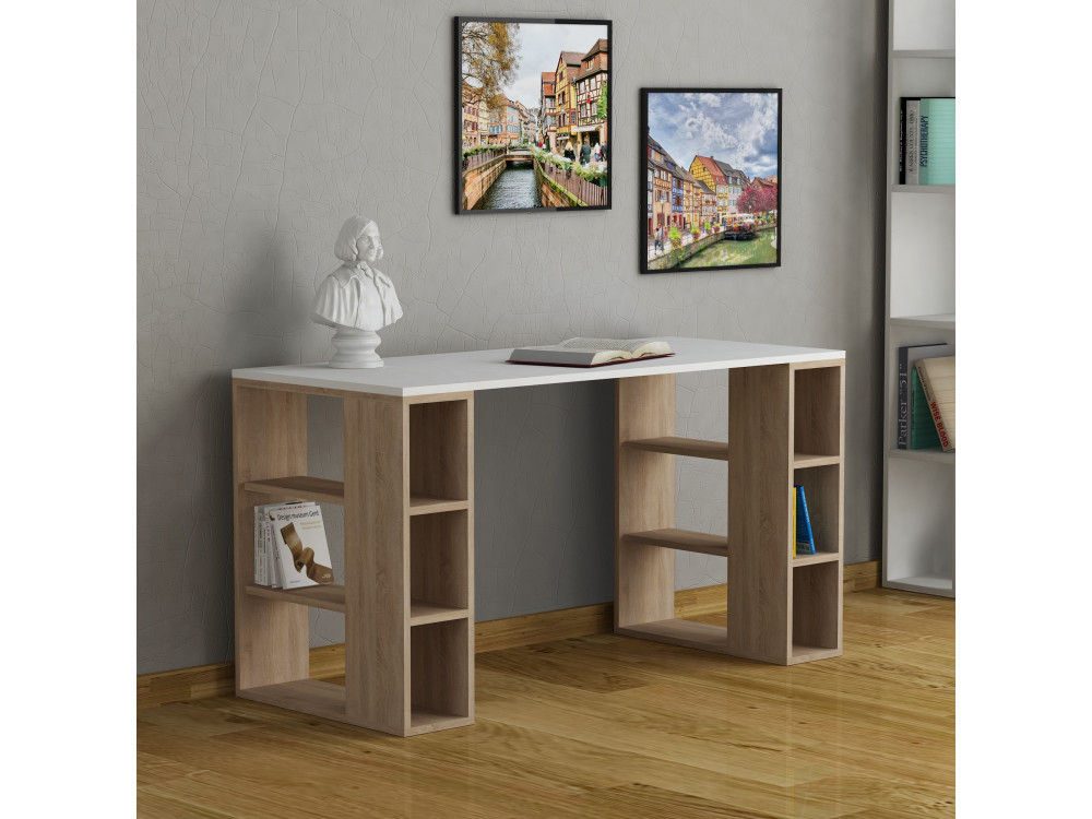 Biurko drewniane "Colmar" - 140 x 75 x 60 cm - Biały