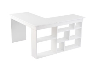 Drewniane biurko "Vesper" 130 x 120 x 72 cm - Naturalny biały