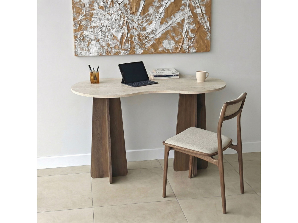 Biurko drewniane "Infini" - 120 x 60 x 75 cm - trawertyn