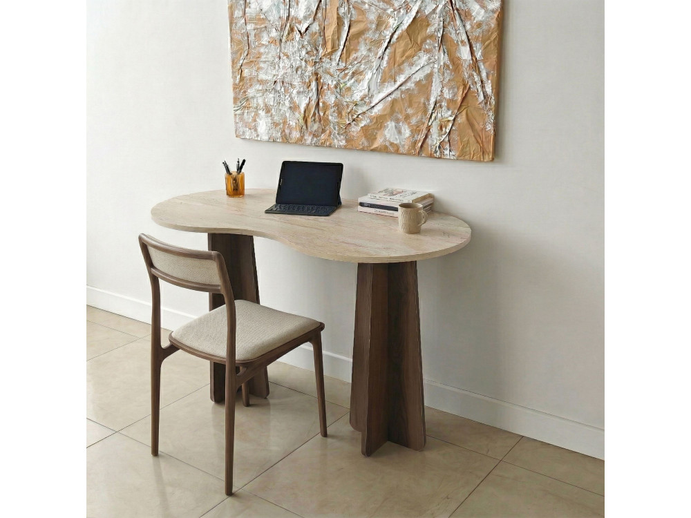 Biurko drewniane "Infini" - 120 x 60 x 75 cm - trawertyn