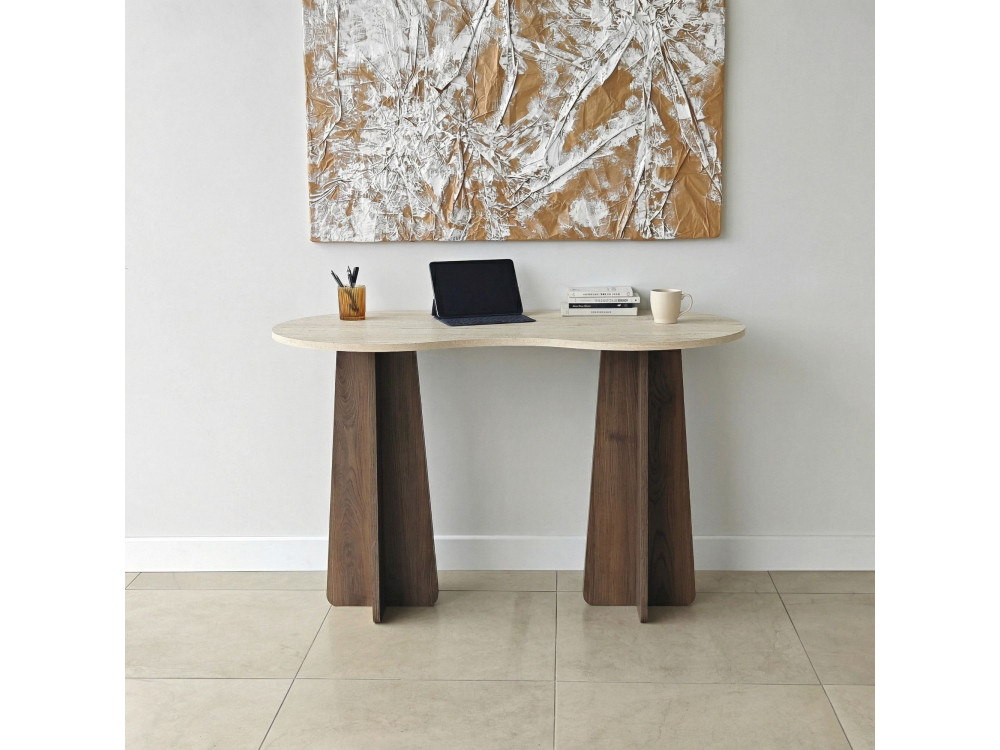 Biurko drewniane "Infini" - 120 x 60 x 75 cm - trawertyn