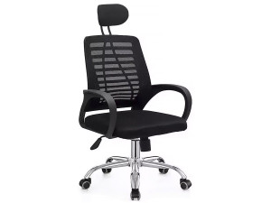 Ergonomiczny fotel biurowy „Sébastien” z regulacją wysokości i zagłówkiem – czarny