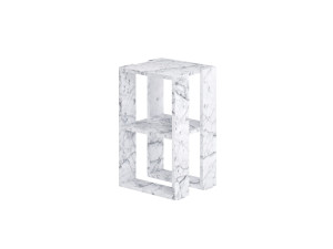 Drewniana szafka nocna "Lonie" 30 x 30 x 55 cm - marmur Carrara