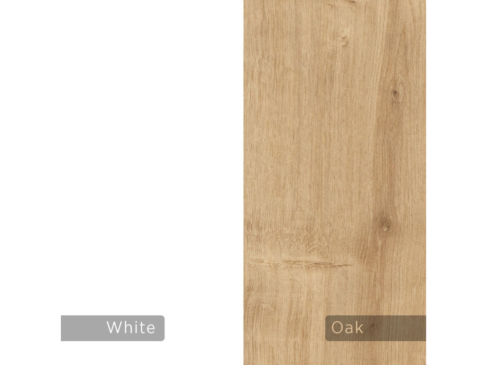 Drewniany stolik nocny "Onda" z lampką LED - 38 x 31 x 18 cm - Biały