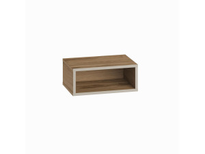 Drewniany stolik nocny "Brik" z lampką LED - 45 x 30 x 18 cm - Brązowy